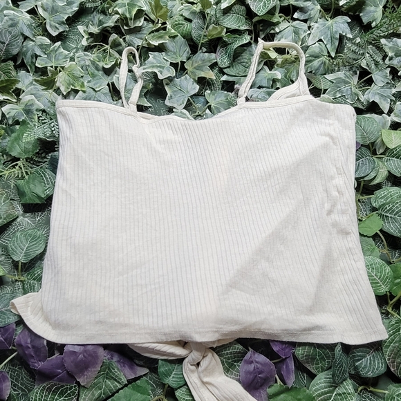 NWOT BP V Neck Top with front tie Beigue Size Large - Picture 3 of 3